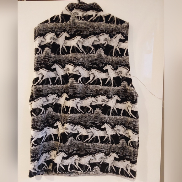 Company LTD. Black & White Horse Pattern Fleece Vest - Picture 3 of 8